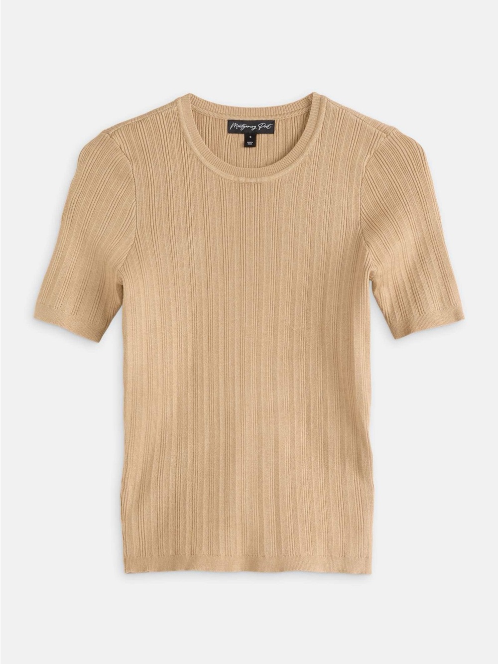Montgomery Post Short Sleeve Variegated Rib Fitted Sweater Tee - S NWT